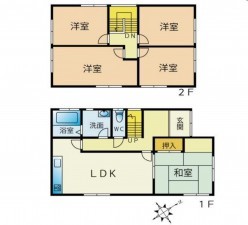 熊本市東区沼山津、中古一戸建ての間取り画像です