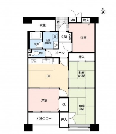 熊本市中央区新町、マンションの間取り画像です