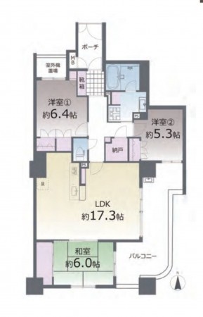 熊本市中央区新町、マンションの間取り画像です