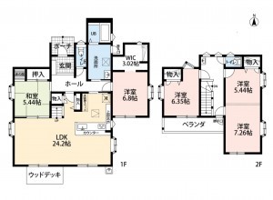 熊本市東区桜木、中古一戸建ての間取り画像です