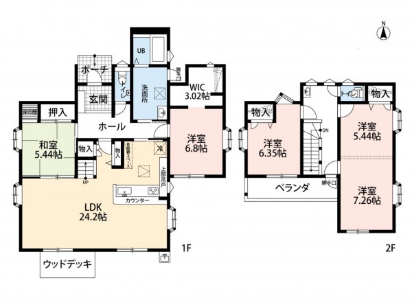 熊本市東区桜木、中古一戸建ての間取り画像です