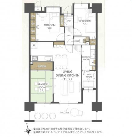熊本市中央区九品寺、マンションの間取り画像です