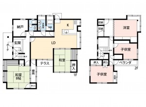 菊池郡大津町大字大津、中古一戸建ての間取り画像です