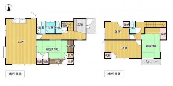 熊本市南区野口、中古一戸建ての間取り画像です