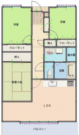 熊本市東区長嶺東、マンションの間取り画像です