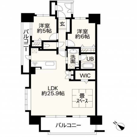 熊本市中央区九品寺、マンションの間取り画像です