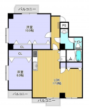 熊本市中央区上水前寺、マンションの間取り画像です