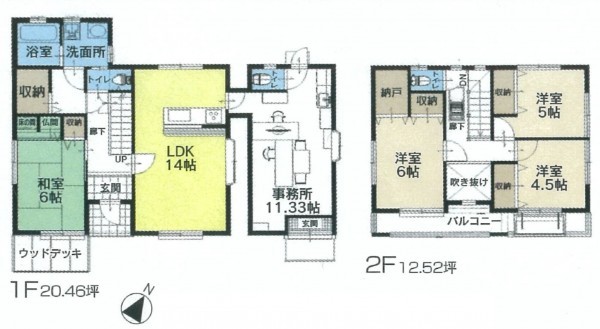 合志市須屋、中古一戸建ての間取り画像です