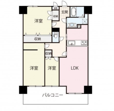 熊本市中央区新町、マンションの間取り画像です