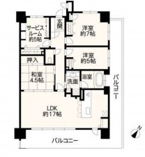 熊本市東区御領、マンションの間取り画像です