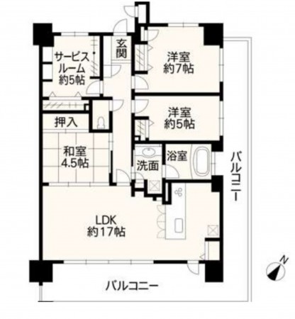 熊本市東区御領、マンションの間取り画像です