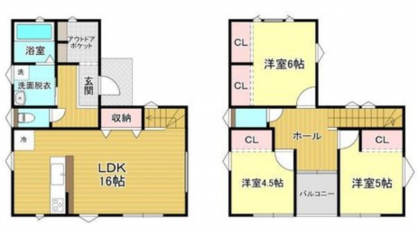 熊本市東区湖東、中古一戸建ての間取り画像です