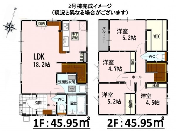 熊本市東区保田窪、新築一戸建ての間取り画像です