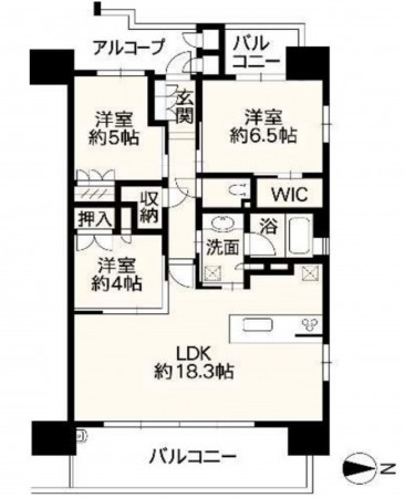 熊本市中央区新町、マンションの間取り画像です