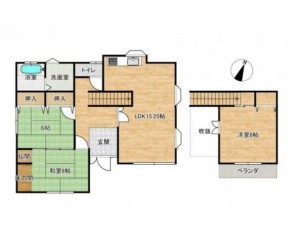 熊本市東区下南部、中古一戸建ての間取り画像です