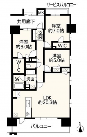 熊本市中央区新町、マンションの間取り画像です