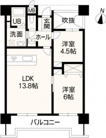 熊本市南区近見、マンションの間取り画像です