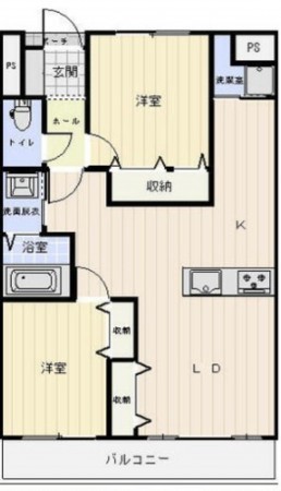 熊本市中央区新大江、マンションの間取り画像です