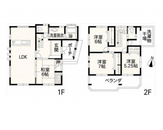 熊本市東区八反田、中古一戸建ての間取り画像です