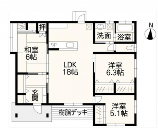 熊本市東区沼山津、中古一戸建ての間取り画像です
