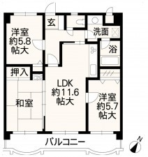 熊本市東区健軍、マンションの間取り画像です