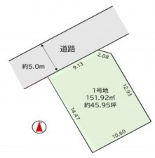 熊本市東区月出、土地の間取り画像です