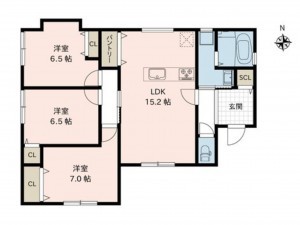 熊本市南区白石町、中古一戸建ての間取り画像です