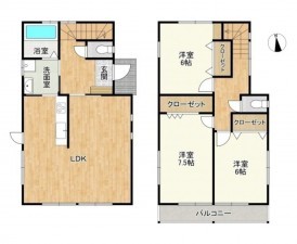 熊本市東区花立、中古一戸建ての間取り画像です