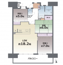 熊本市中央区本山、マンションの間取り画像です