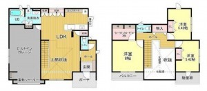 菊池郡菊陽町武蔵ヶ丘北、中古一戸建ての間取り画像です