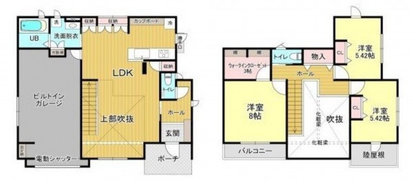 菊池郡菊陽町武蔵ヶ丘北、中古一戸建ての間取り画像です