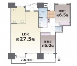 熊本市南区田井島、マンションの間取り画像です