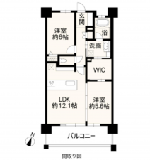 熊本市東区長嶺南、マンションの間取り画像です