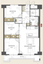 熊本市中央区水道町、マンションの間取り画像です