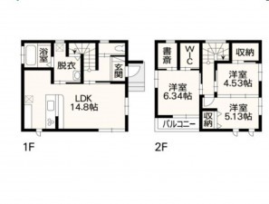 熊本市東区小峯、中古一戸建ての間取り画像です
