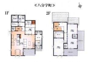 熊本市南区八分字町、中古一戸建ての間取り画像です