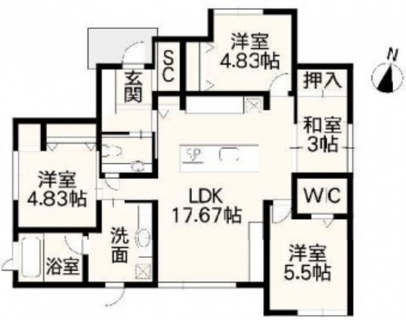熊本市東区小山、中古一戸建ての間取り画像です