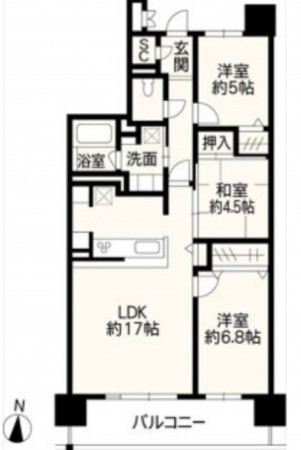 熊本市中央区十禅寺、マンションの間取り画像です