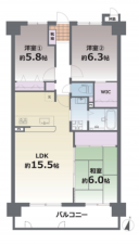 熊本市中央区国府、マンションの間取り画像です