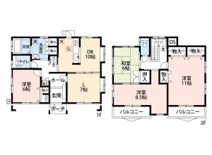 熊本市東区花立、中古一戸建ての間取り画像です