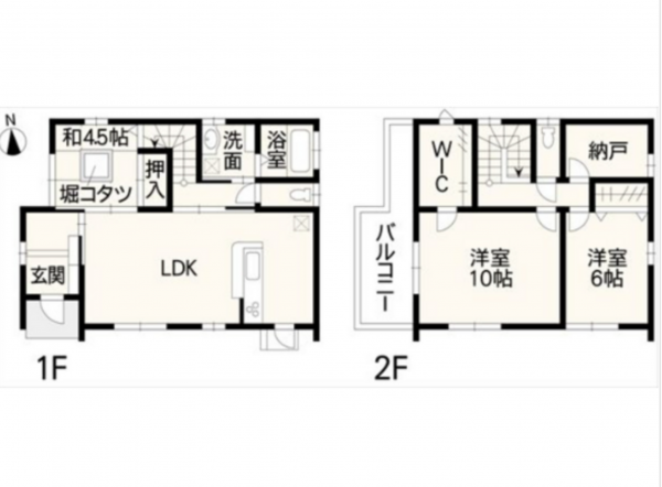 熊本市南区白藤、中古一戸建ての間取り画像です