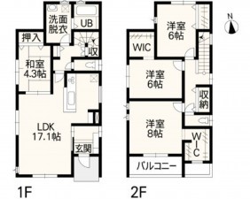 熊本市東区江津、中古一戸建ての間取り画像です