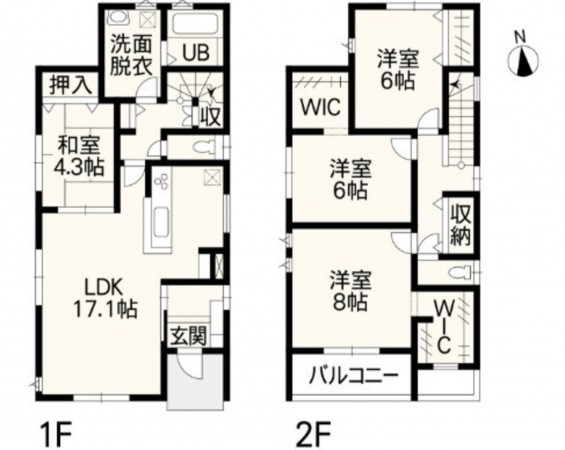 熊本市東区江津、中古一戸建ての間取り画像です