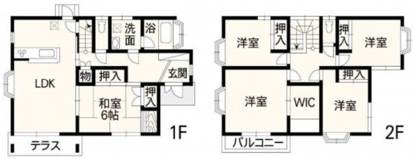 熊本市南区日吉、中古一戸建ての間取り画像です