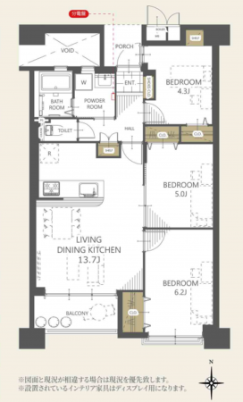 熊本市中央区新町、マンションの間取り画像です
