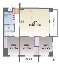 熊本市中央区薬園町、マンションの間取り画像です