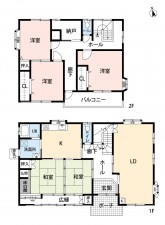 合志市須屋、中古一戸建ての間取り画像です