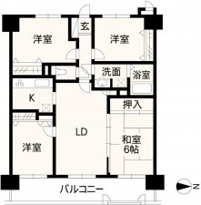 熊本市中央区国府、マンションの間取り画像です
