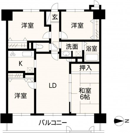 熊本市中央区国府、マンションの間取り画像です