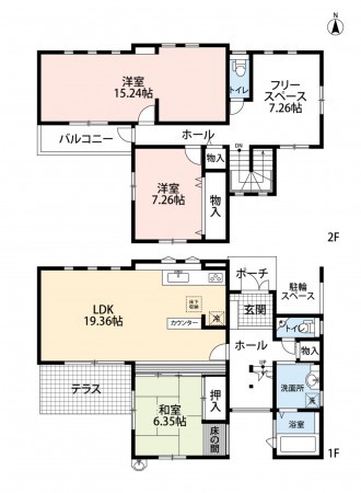 菊池郡大津町大字引水、中古一戸建ての間取り画像です